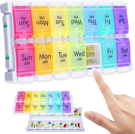 Amazon HRX Package Weekly Pill Organizer 2 Times A Day Easy Fill