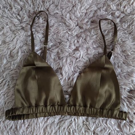 Brown Silk Lingerie Set Pure Silk Bralette And Thong Silk Satin Bra