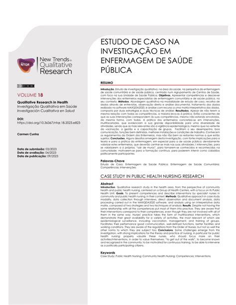 PDF ESTUDO DE CASO NA INVESTIGAÇÃO EM ENFERMAGEM DE SAÚDE PÚBLICA