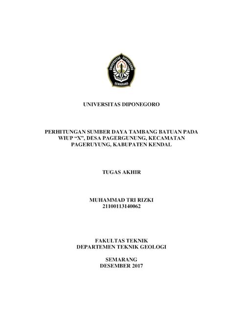 PDF UNIVERSITAS DIPONEGORO PERHITUNGAN SUMBER DAYA Eprints Undip Ac