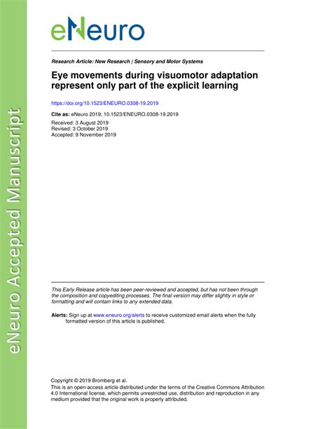 PDF Eye Movements During Visuomotor Adaptation Represent Only Part Of