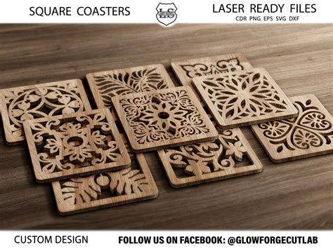 20 Square Coaster Dfx Svg Cdr Eps Coasters For Hot Laser Etsy Australia