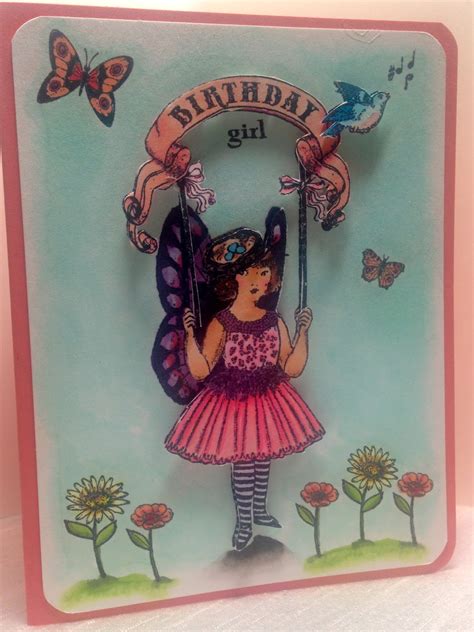 Amy S Creative Pursuits Vintage Birthday Girl Card