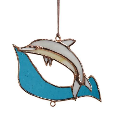 Stained Glass Dolphin Suncatcher Etsy