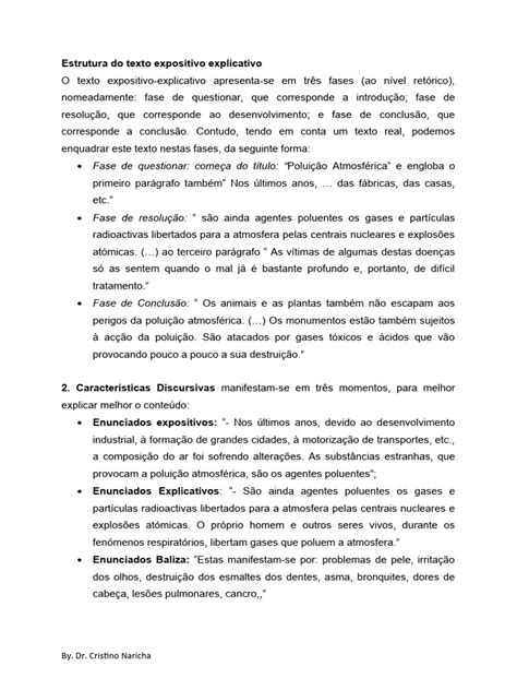 Estrutura Do Texto Expositivo Explicativo Pdf