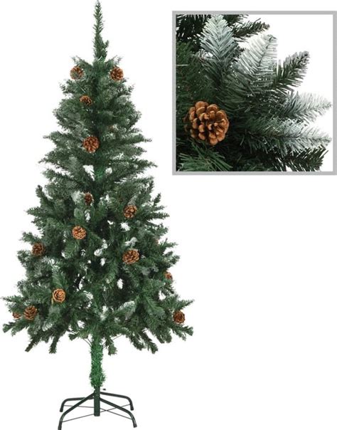 VidaXL Kunstkerstboom Met Dennenappels En Wit Glitter 150 Cm Bol