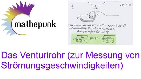 Das Venturirohr Zur Messung Von Str Mungsgeschwindigkeiten Youtube