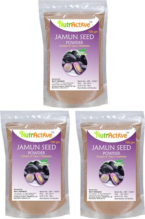 Buy Jamun Seed Powder 100 Natural Jamun Guthli Powder Pack Of 3 100 Gm