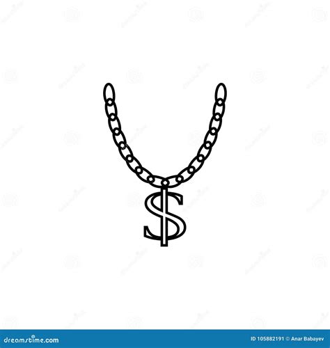 Necklace with Big Dollar Sign Icon Stock Vector - Illustration of ...