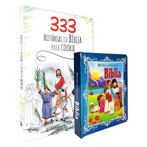 Kit 2 Livros Infantil Minha Primeira Bíblia 333 Histórias da Bíblia