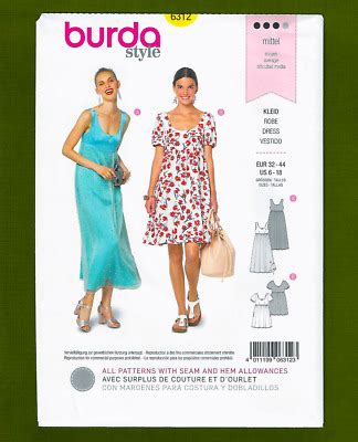 Regency Dress Sewing Pattern Sleeveless Scoop Neck Sizes Burda