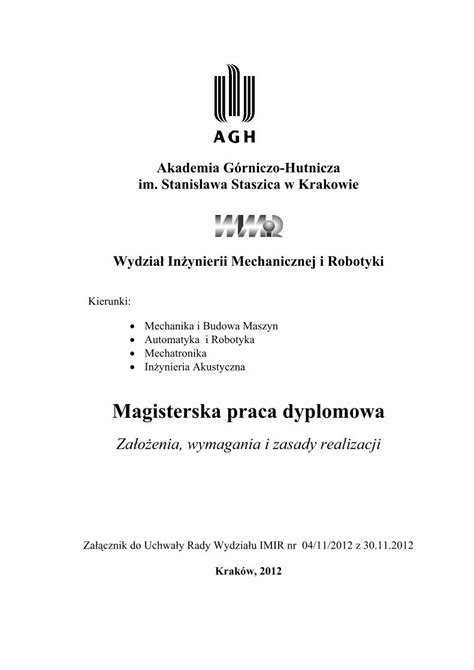 Pdf Magisterska Praca Dyplomowa Za O Enia Wymagania I Dokumen Tips