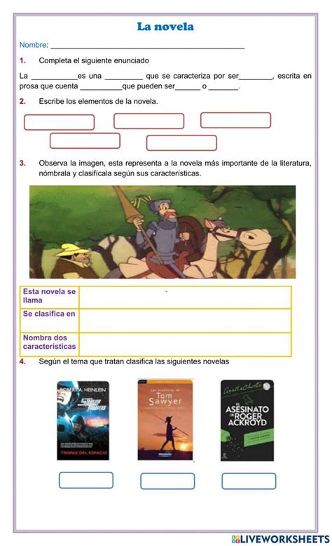 La Novela Online Activity Cuadro De Texto Actividades Cuadernos