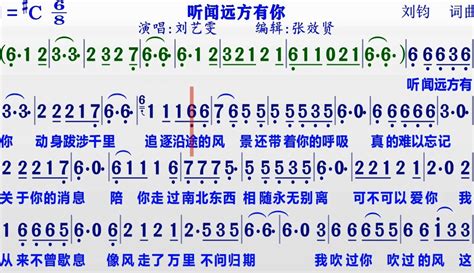 【张效贤爱音乐】刘艺雯演唱《听闻远方有你》的同步动态简谱 2万粉丝1万作品期待你的评论音乐视频 免费在线观看 爱奇艺