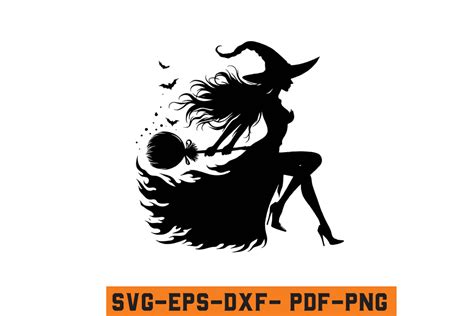 Halloween Witch Silhouette Vector Svg Graphic By Craftabledesign