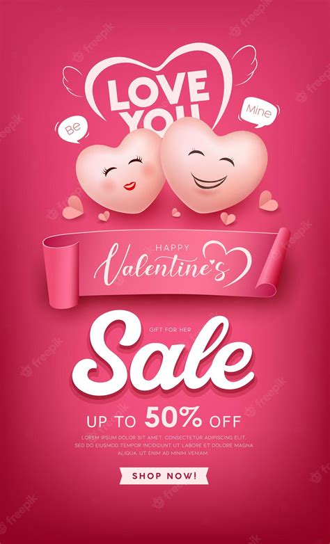 Premium Vector Happy Valentines Day Balloon Heart Man And Woman