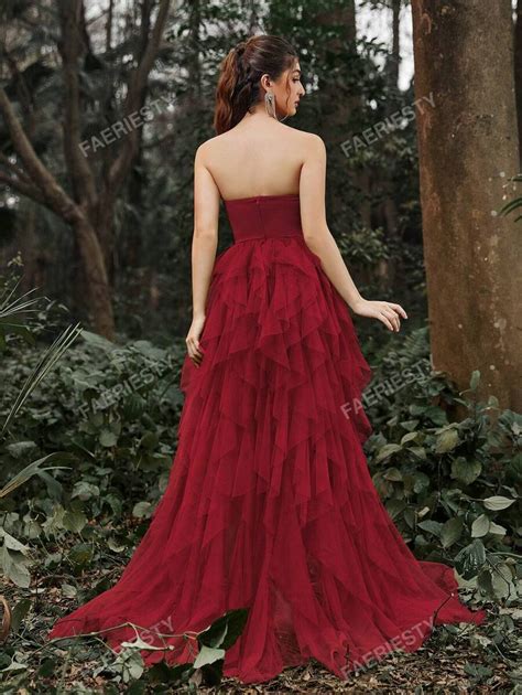 Faeriesty Vestido Formal De Tubo Con Dobladillo De Malla Superpuesto Y