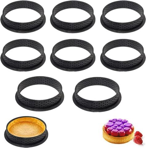 Amazon JUST N1 8 PCS Tart Rings Perforated Cake Mold Round Shape