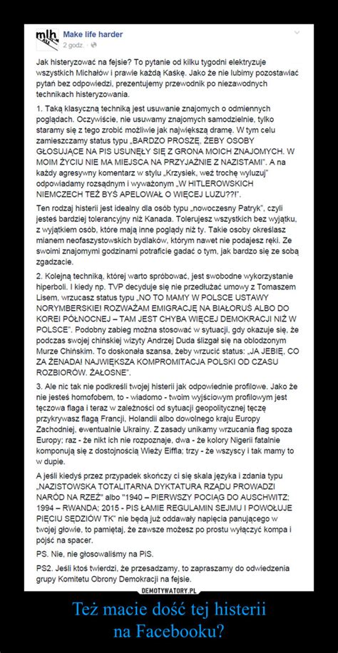 Też macie dość tej histerii na Facebooku Demotywatory pl