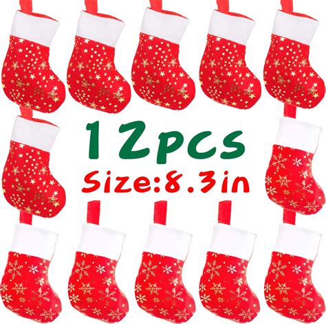 Derayee Christmas Mini Stockings Pcs Felt Glitter Snowflake