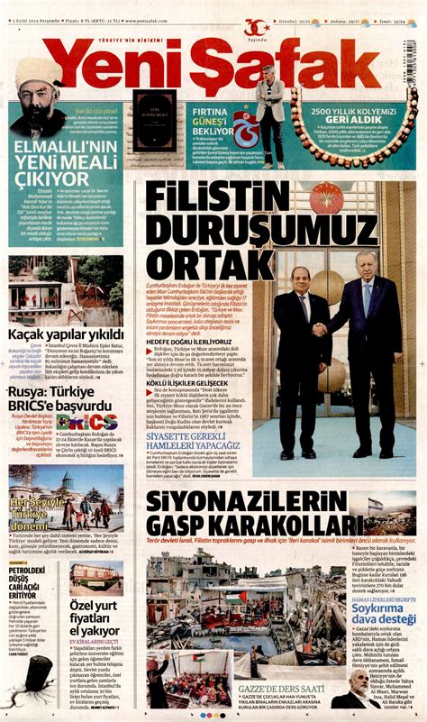 Yeni Şafak Gazetesi Yeni Şafak Manşet Oku Haberler 05 Eylül 2024