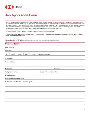 Hsbc Job Application Form Complete With Ease Airslate Signnow