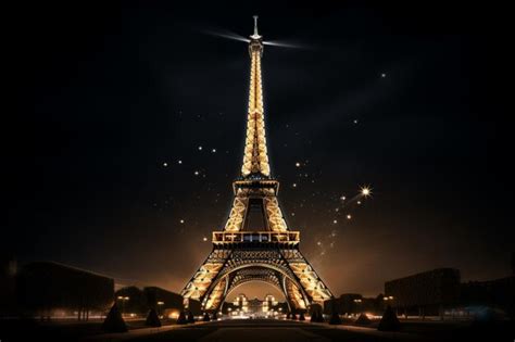 Torre Eiffel Iluminada Por La Noche Foto Premium