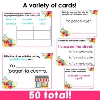 Preterite CAR GAR ZAR Verbs Spanish BOOM CARDS By La Profe Plotts