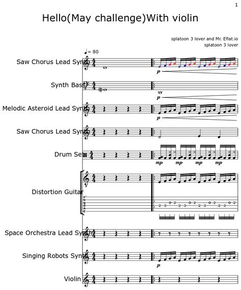 Hello(May challenge)With violin - Sheet music for Saw Chorus Lead Synth, Synth Bass, Melodic ...