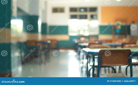 The Interior Of Classroom Tables With Chairs Generative Ai Stock Illustration Illustration