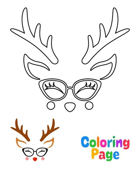 Página Para Colorear Con Cara De Reno Para Niños 13589853 Vector En