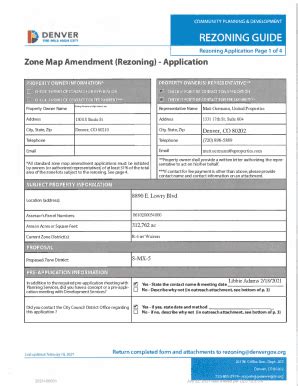 Fillable Online Rezoning Application Page 1 Of 4 Zone Map Amendment