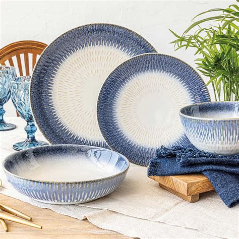 Over Back Westpoint Piece Dinnerware Set Blue Shelf