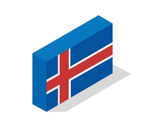 Bandera de islandia isométrica Vector Premium