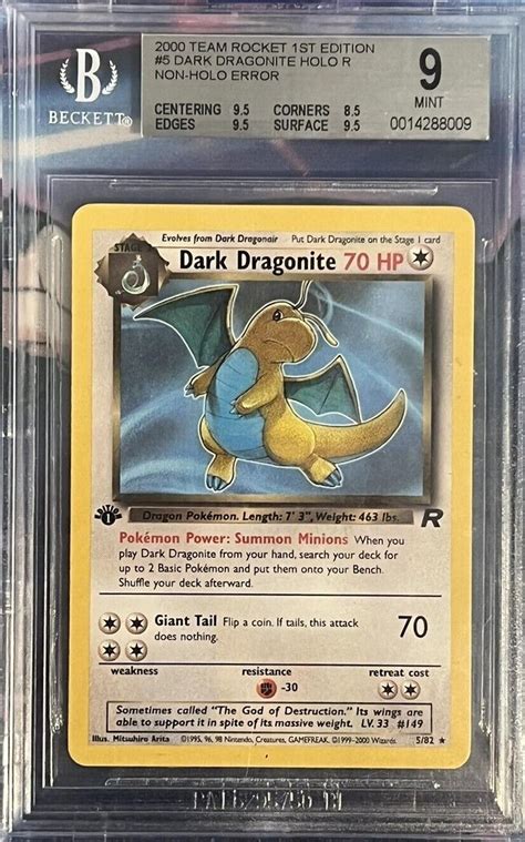 Dark Dragonite St Edition Error Prices Pokemon Team Rocket