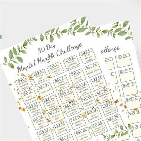 Self Care 30 Day Challenge Printable Planner Self Care Etsy