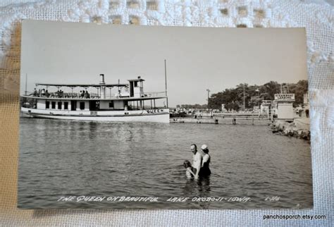 Vintage Iowa Postcard The Queen Lake Okoboji Americana Vacation