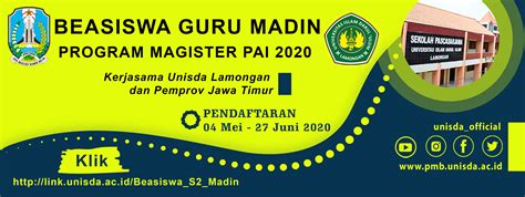 UNISDA Hasil Seleksi Tahap 1 Beasiswa Madin S2 PAI