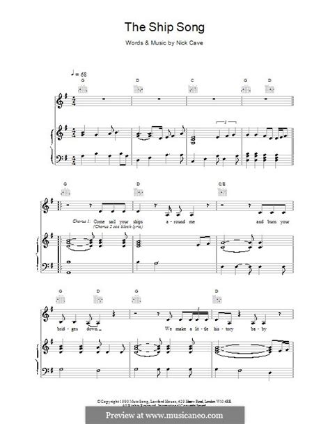 The Ship Song by N. Cave - sheet music on MusicaNeo