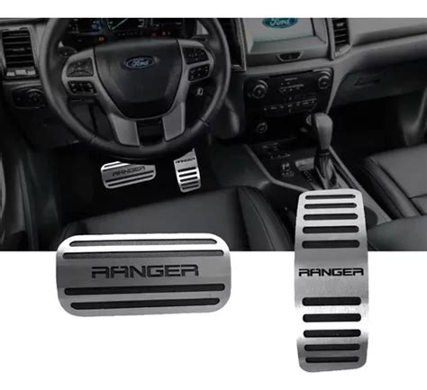 Pedaleira Aço Inox Baixo Relevo Preto Ford Ranger 2017 2021