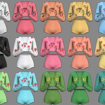 Summer Knit Set Euno Sims In 2024 Sims Summer Knitting Sims 4