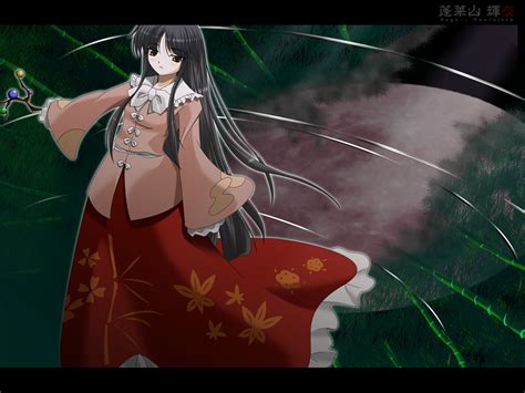 Black Hair Blush Bow Brown Eyes Grass Houraisan Kaguya Long Hair Side B