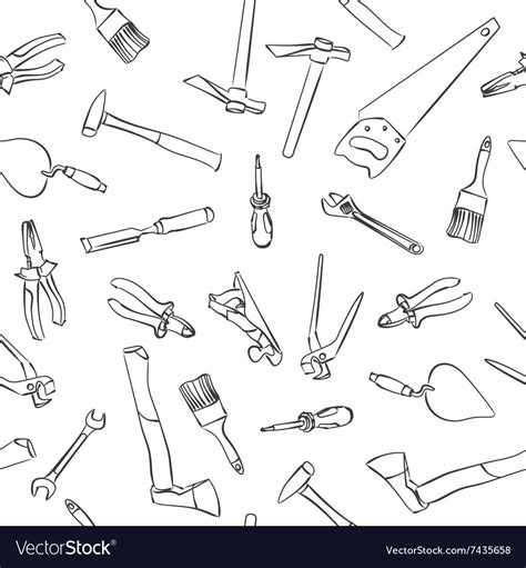 Seamless Work Tools Pattern Royalty Free Vector Image