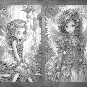 30 Grayscale Fairy Coloring Pages Of Cute Steampunk Fairie Printable