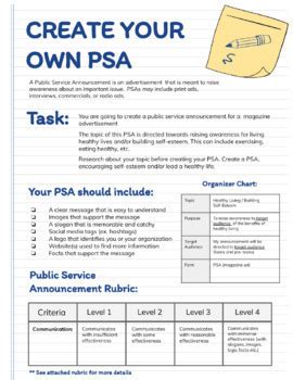 Create Your Own Psa Assignment By Teacher Guide Tpt