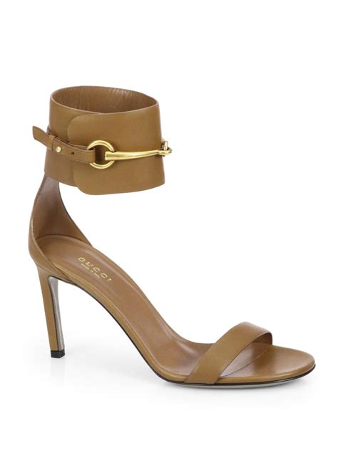 Gucci Ursula Leather Horsebit Sandals In Brown Lyst