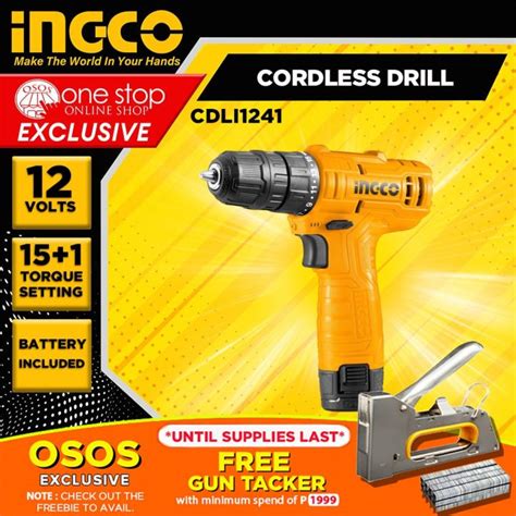 INGCO Lithium Ion Cordless Drill 12V CDLI1241 OSOS Lazada PH