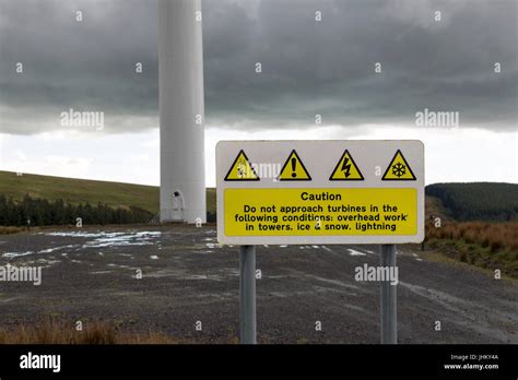 Wind Turbine Warning Sign Stock Photo Alamy