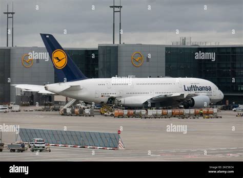 Lufthansa Airbus A380 Double Decker Aircraft As Seen In Frankfurt FRA