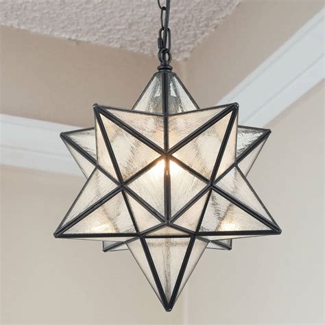 Seeded Glass Moravian Star Pendant Light 16 Inch Claxy